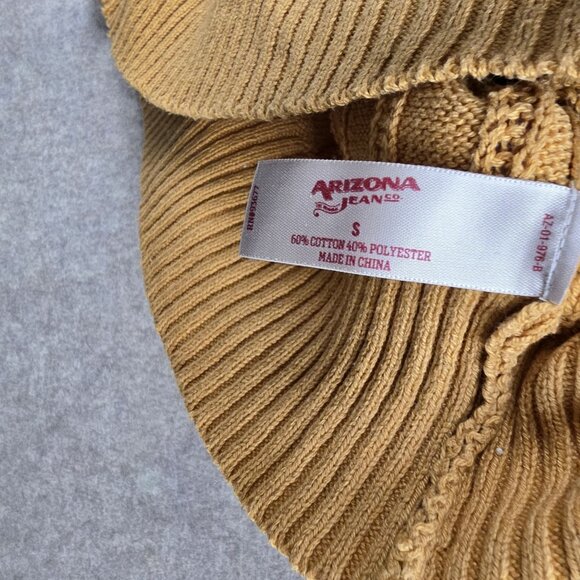Arizona Jean Co. Womens Mustard Cable Knit V-Neck Sweater Size S Cotton Blend - Picture 4 of 7